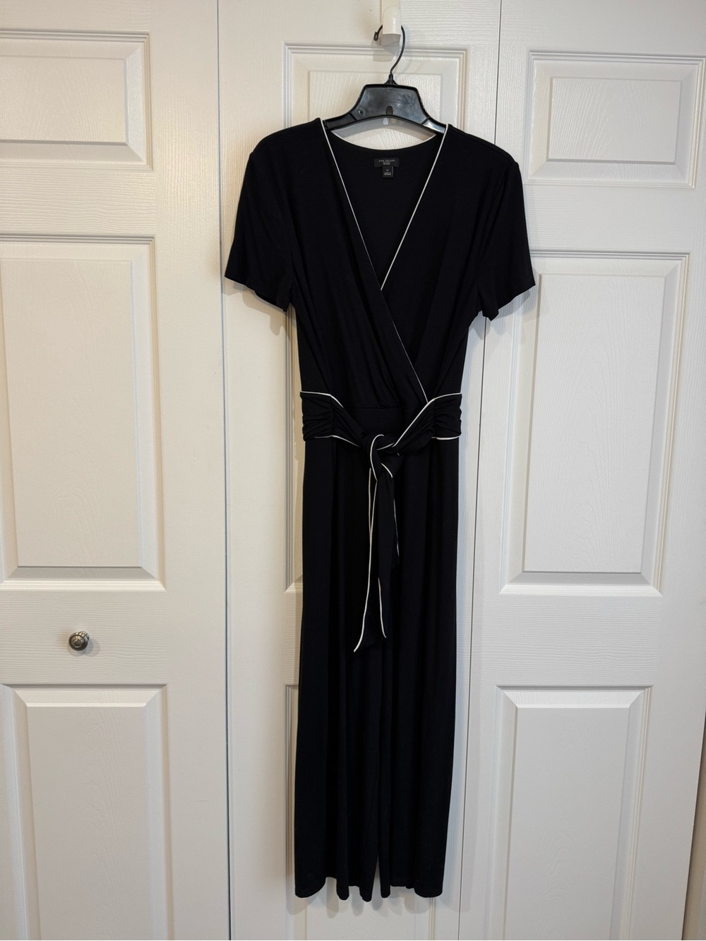 Ann Taylor Factory Black Jumpsuit with White Trim